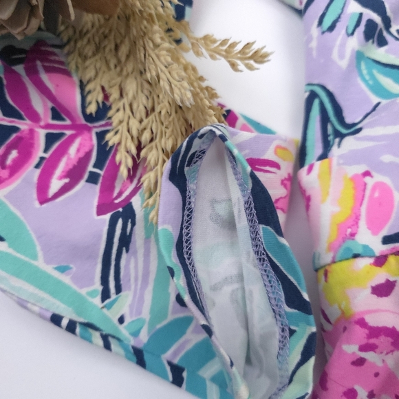 Lilly Pulitzer Blue Pink Floral Wrap Dress Sz Xs - Picture 8 of 11